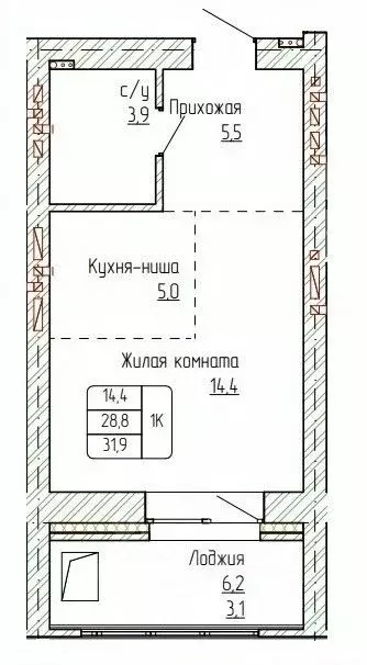 1-к кв. Алтайский край, Новоалтайск ул. Титова, 6 (31.9 м) - Фото 0