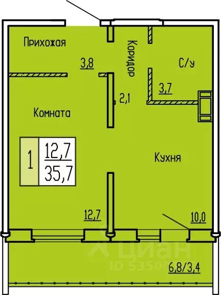 1-к кв. Курганская область, Курган ул. Карбышева, 52 (35.7 м) - Фото 0