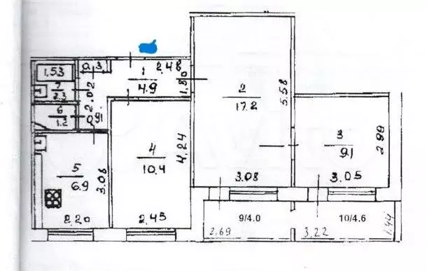 3-к. квартира, 56 м, 8/9 эт. - Фото 0