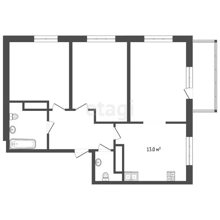 2-комнатная квартира: Дударева, улица Сергея Джанбровского, 13 (60 м) - Фото 0