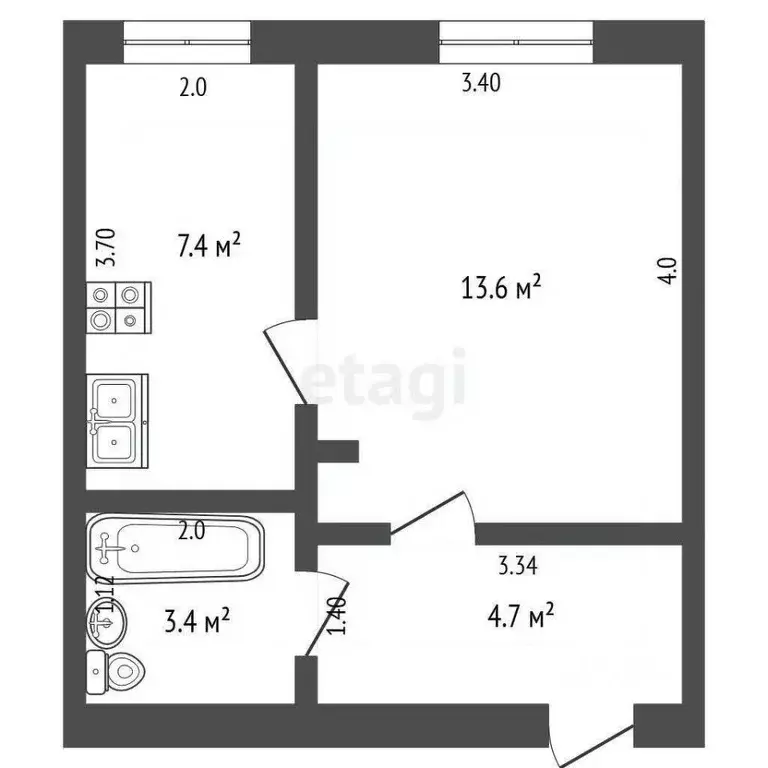 1-к кв. Кемеровская область, Юрга ул. Ленина, 21А (29.1 м) - Фото 2
