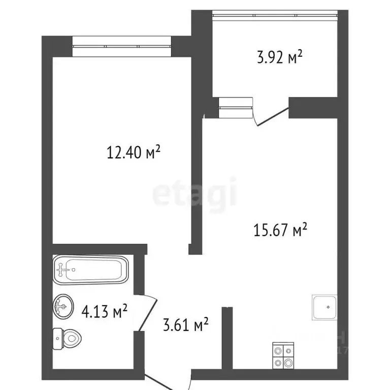 1-к кв. Брянская область, Брянск ул. Ульянова, 24 (38.0 м) - Фото 1