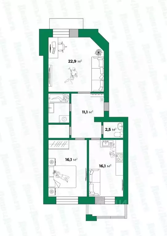 2-к кв. Кировская область, Киров ул. Казанская, 31 (75.5 м) - Фото 0