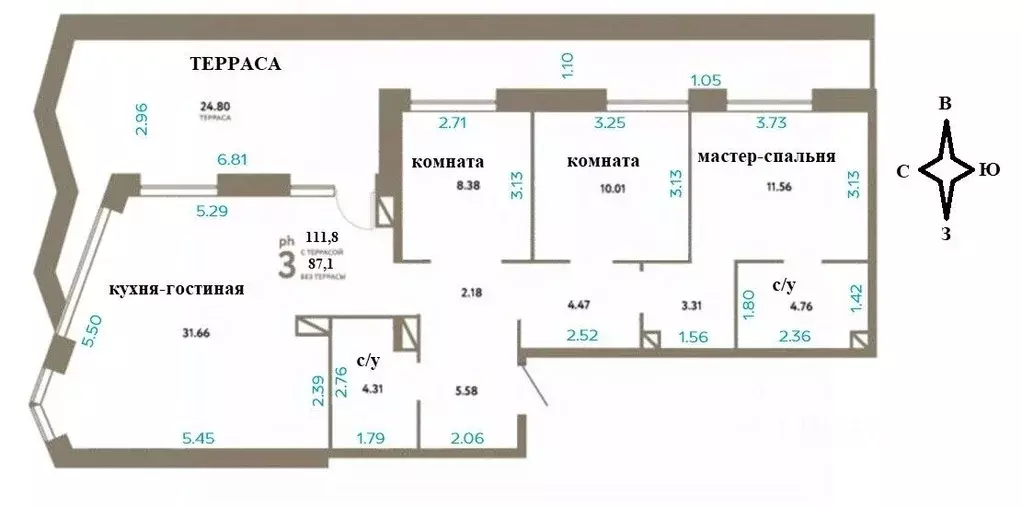 3-к кв. Москва ул. Мустая Карима, 12 (112.0 м) - Фото 2