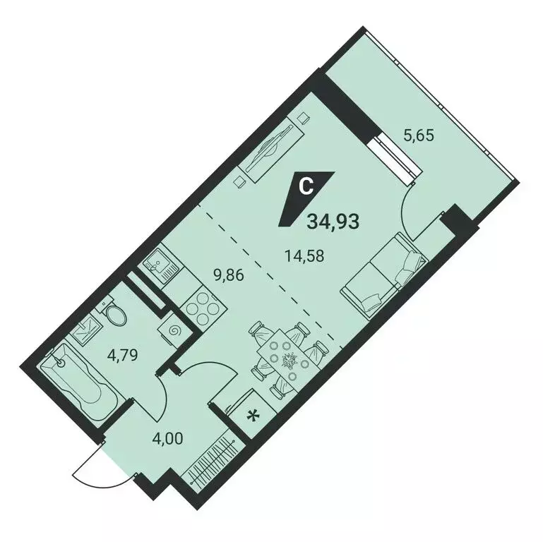 1-комнатная квартира: Екатеринбург, улица Громова, 26 (34.93 м) - Фото 0