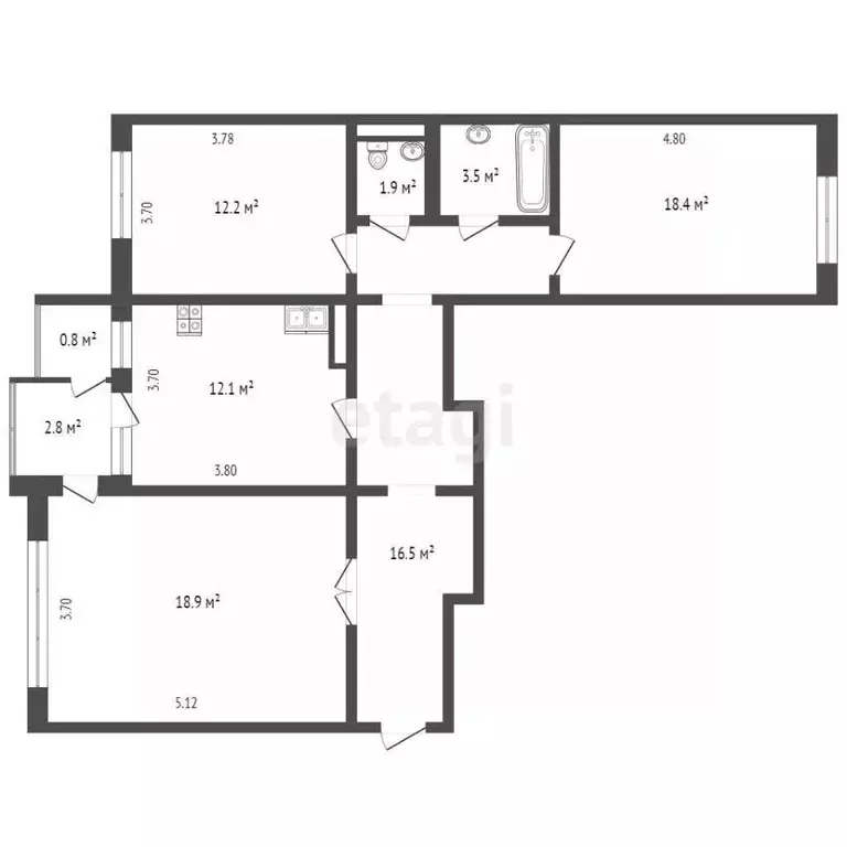 3-к кв. Крым, Евпатория ул. 9 Мая, 45А (80.5 м) - Фото 2