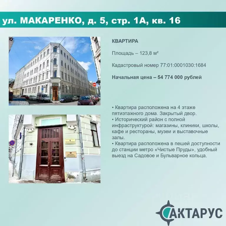 Свободной планировки кв. Москва ул. Макаренко, 5С1а (123.8 м) - Фото 0