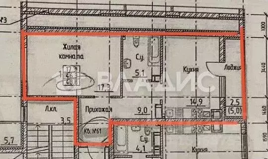1-к кв. Калининградская область, Калининград Тихорецкая ул., 22Б (51.3 ... - Фото 2