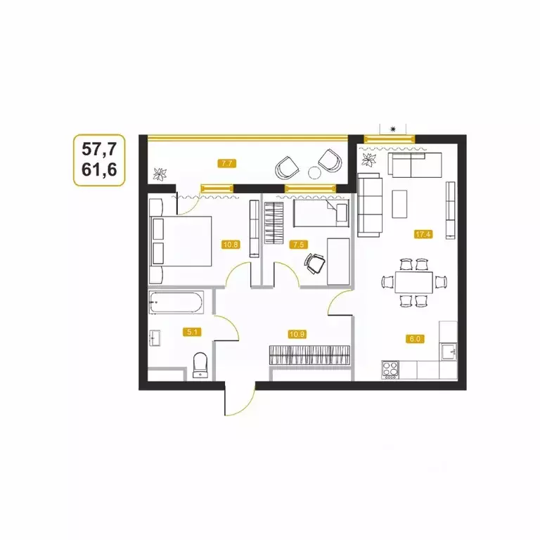 2-к кв. Приморский край, Владивостокский городской округ, пос. ... - Фото 1