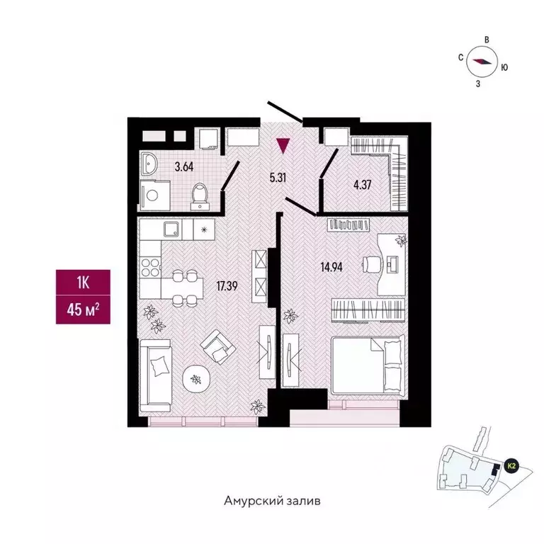 1-к кв. Приморский край, Владивосток просп. 100-летия Владивостока, ... - Фото 2