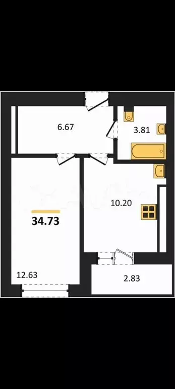 1-к. квартира, 36,1 м, 8/9 эт. - Фото 1