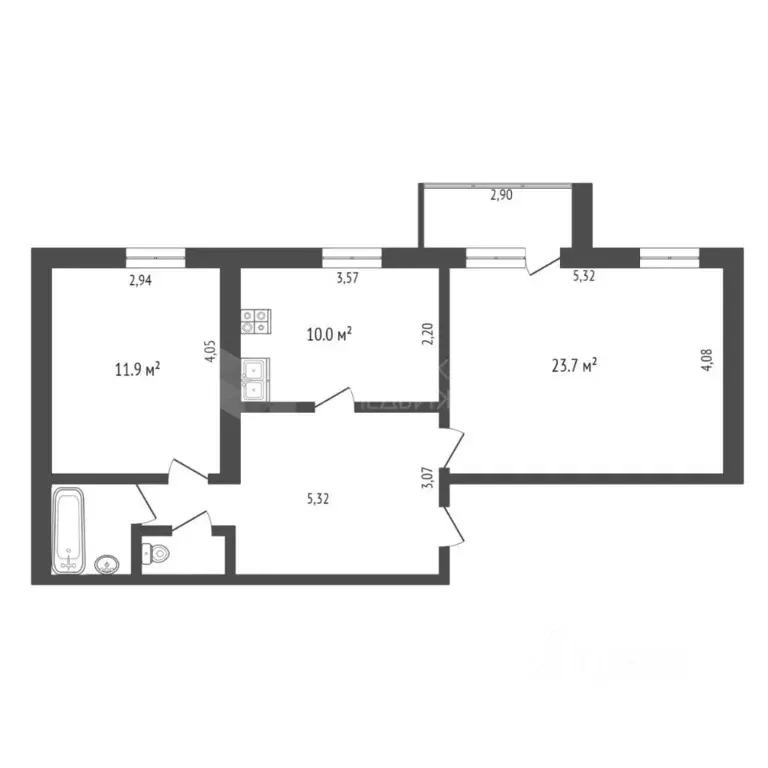 2-к кв. Тюменская область, Тюмень Велижанская ул., 72 (50.8 м) - Фото 2