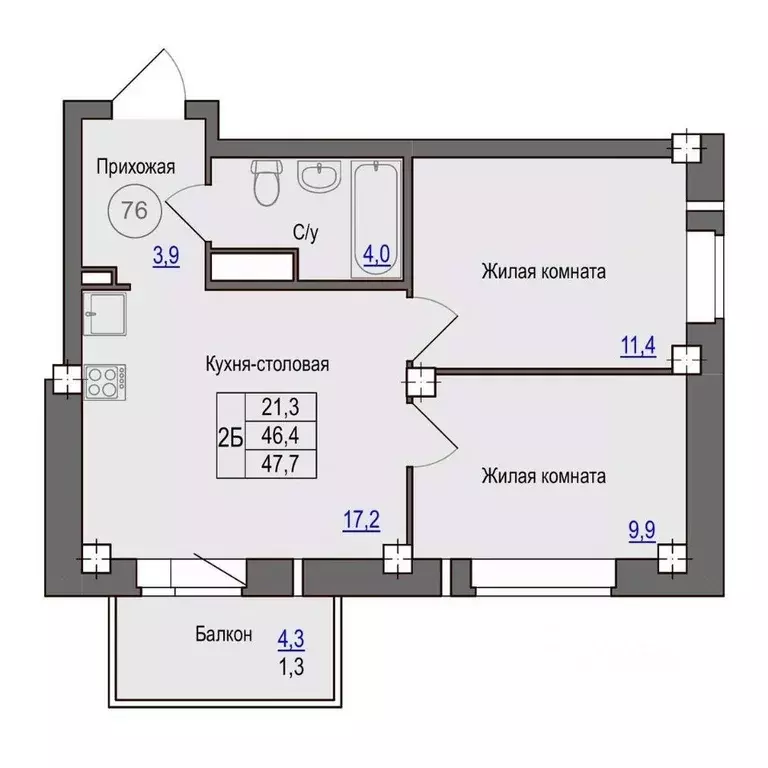 2-к кв. Псковская область, Псковский район, Завеличенская волость, д. ... - Фото 1