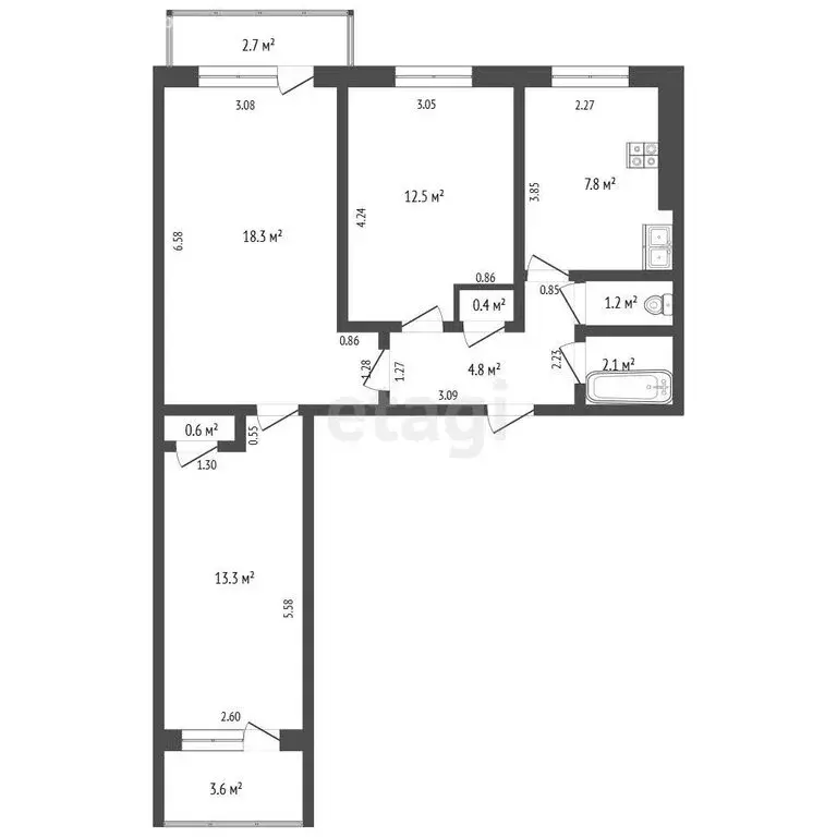 3-комнатная квартира: Самара, улица Стара-Загора, 29 (61 м) - Фото 1