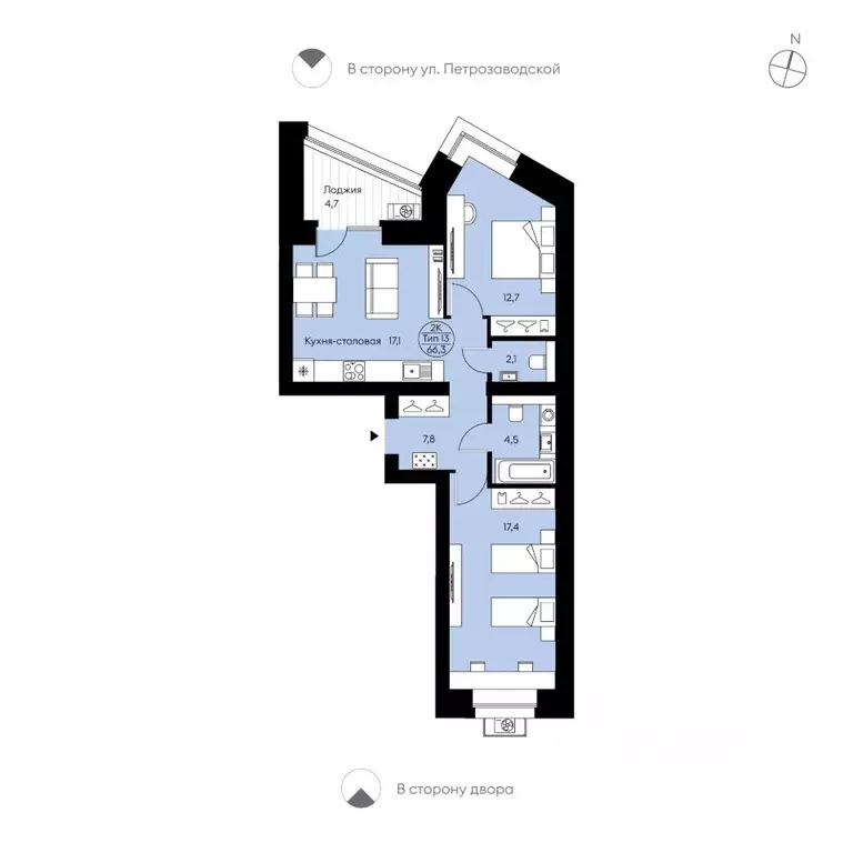 2-к кв. Коми, Сыктывкар Октябрьский просп., 139 (66.3 м) - Фото 1