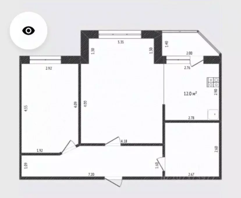 2-к кв. Ханты-Мансийский АО, Сургут ул. Чехова, 14/2 (59.4 м) - Фото 1