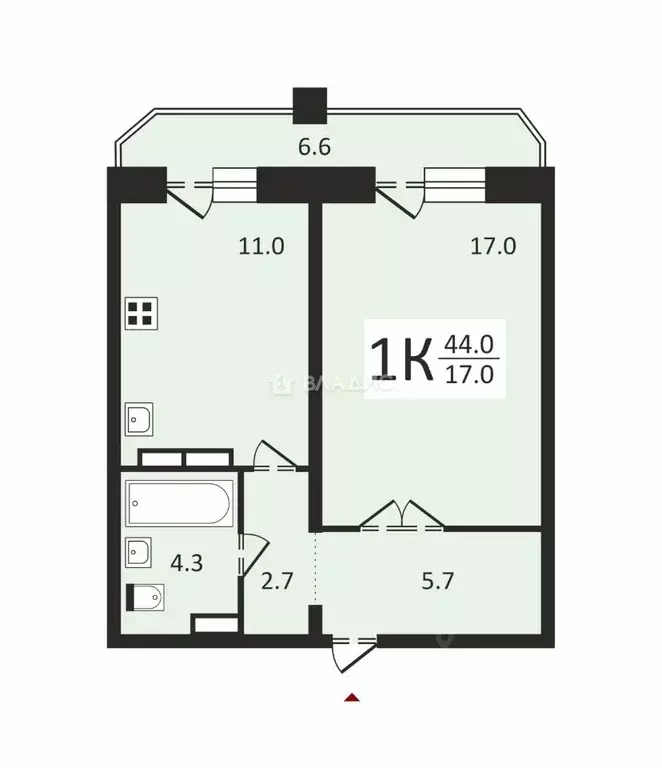 1-к кв. Владимирская область, Владимир ул. Лакина, 2А (40.4 м) - Фото 1