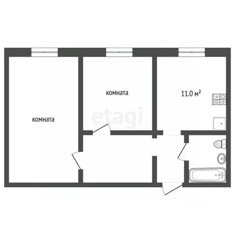 2-к кв. Ростовская область, Азовский район, Обильненское с/пос, пос. ... - Фото 2