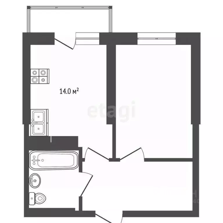 1-к кв. Тюменская область, Тюмень Таежная ул., 2 (35.0 м) - Фото 2