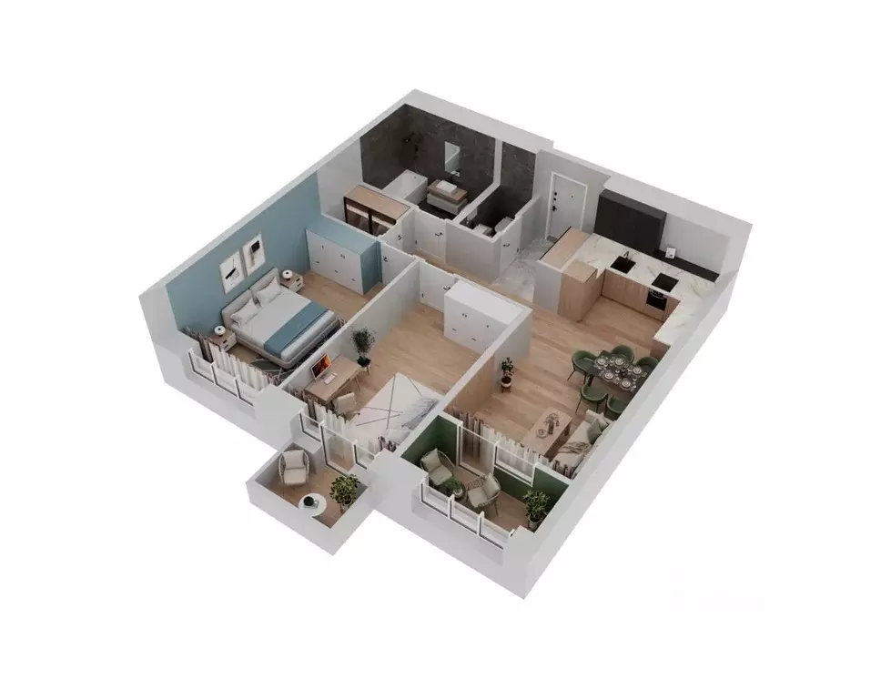 2-к кв. Башкортостан, Уфа Бионика Парк жилой комплекс, 4 (71.7 м) - Фото 1