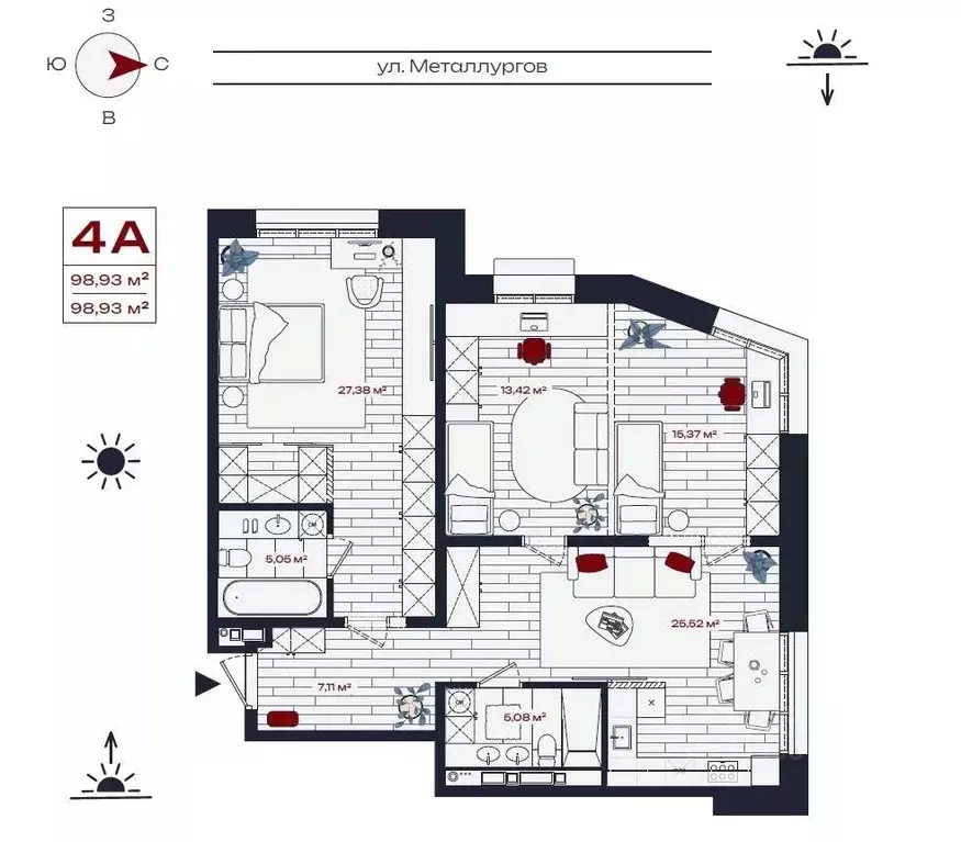 4-к кв. Иркутская область, Братск ул. Металлургов, 10 (98.93 м) - Фото 0