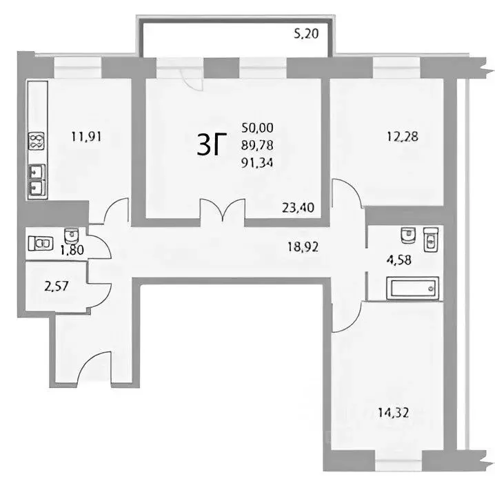 3-к кв. Московская область, Балашиха Первомайский проезд, 1 (91.4 м) - Фото 2