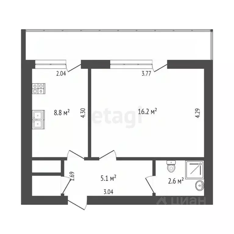 1-к кв. Крым, Симферополь ул. Балаклавская (36.0 м) - Фото 1