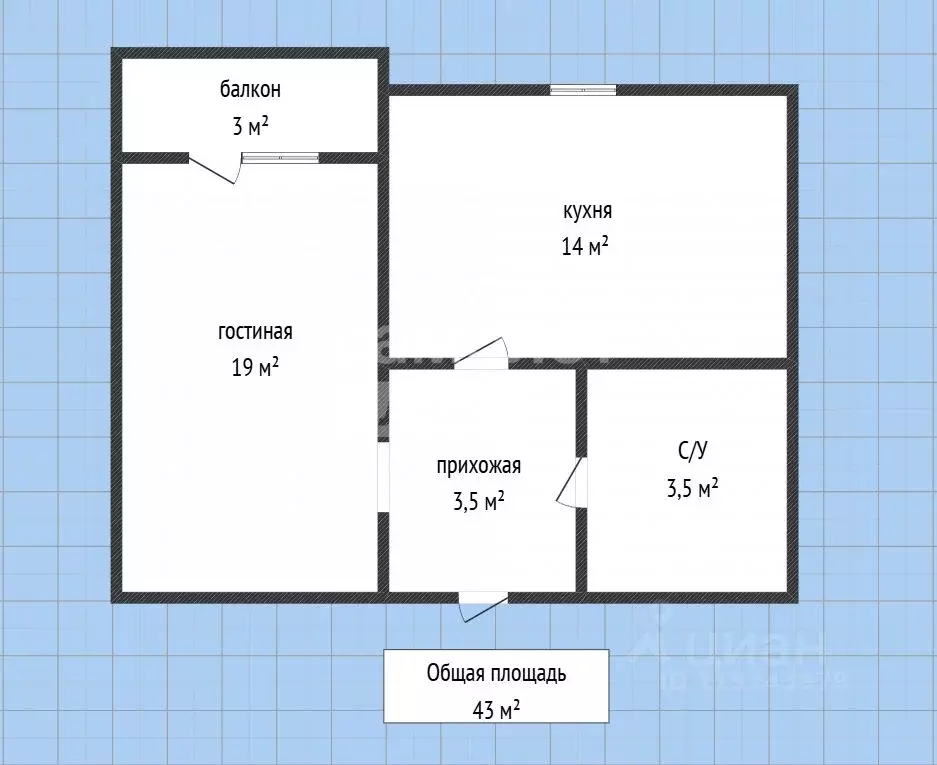 1-к кв. Дагестан, Махачкала ул. Лизы Чайкиной, 47 (43.0 м) - Фото 2