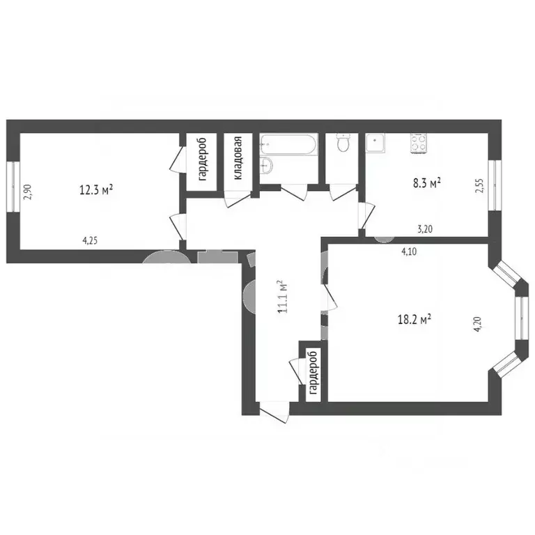 2-к кв. Ямало-Ненецкий АО, Новый Уренгой Молодежная ул., 7 (59.7 м) - Фото 0