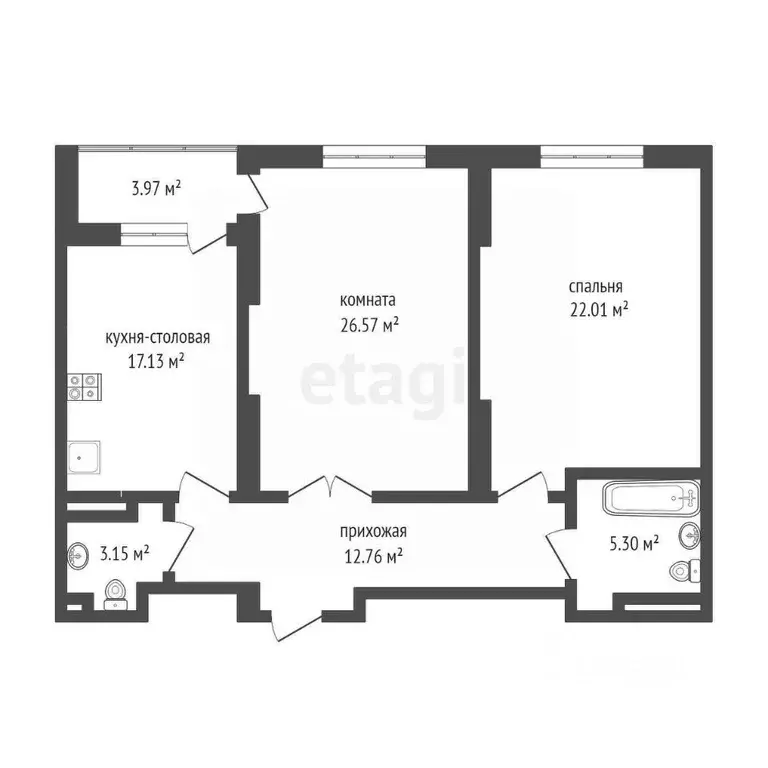 2-к кв. Тюменская область, Тюмень Рощино мкр, ул. Александра ... - Фото 1