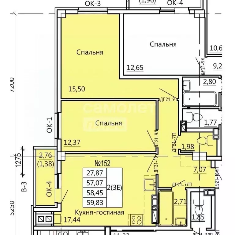 3-к кв. Курская область, Курск Театральная ул., 18 (59.83 м) - Фото 1