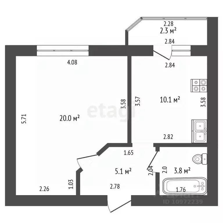 1-к кв. Башкортостан, Стерлитамак ул. Строителей, 24 (38.8 м) - Фото 2