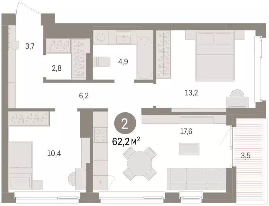 2-комнатная квартира: Челябинская область, Сосновский муниципальный ... - Фото 1