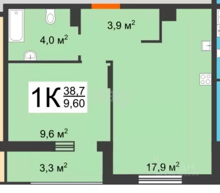 1-к кв. Нижегородская область, Нижний Новгород просп. Гагарина, 36к5 ... - Фото 2