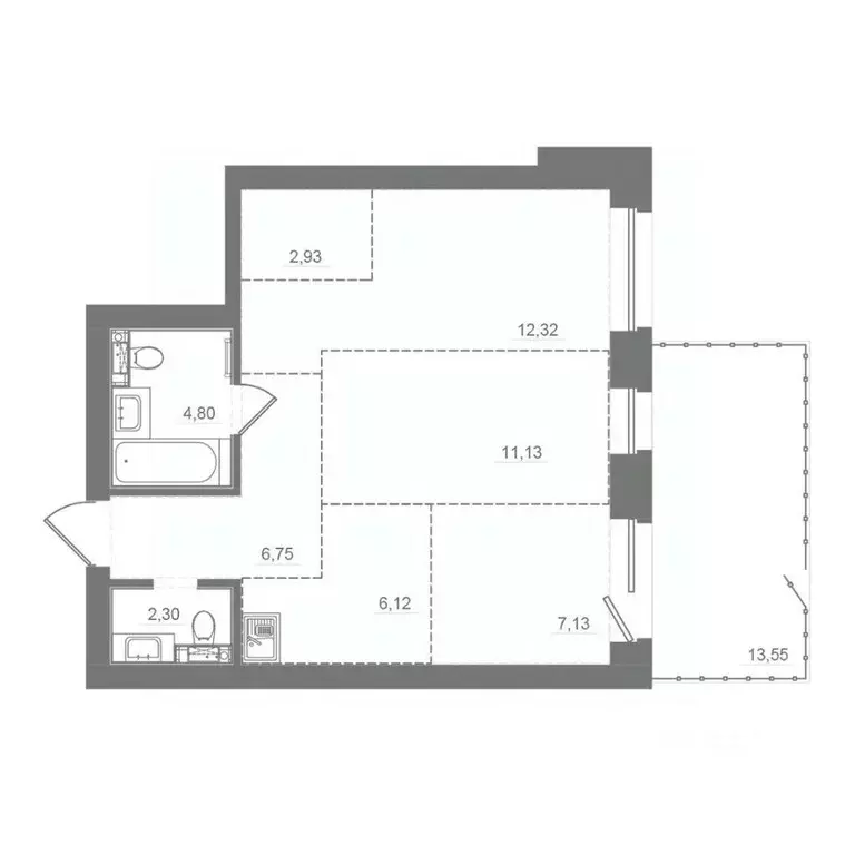 2-к кв. Новосибирская область, Кольцово рп, Спектр мкр 10 (53.47 м) - Фото 2