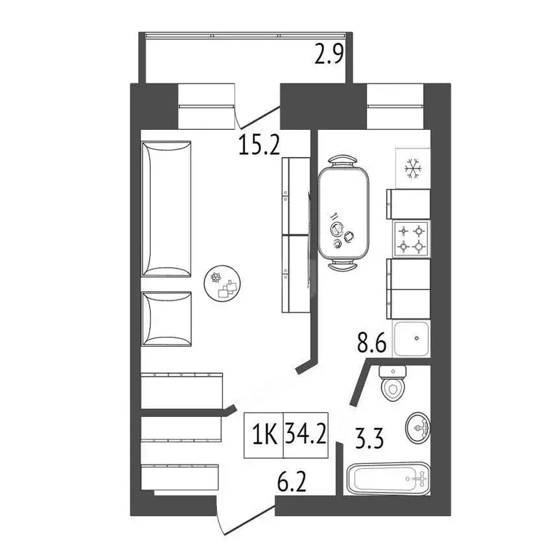 Продаётся 1-к квартира, 34.2 м - Фото 0