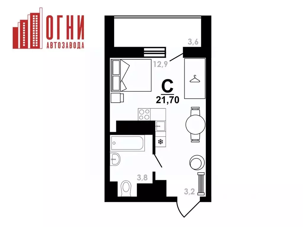 Студия Нижегородская область, Нижний Новгород Коломенская ул., 8к4 ... - Фото 1