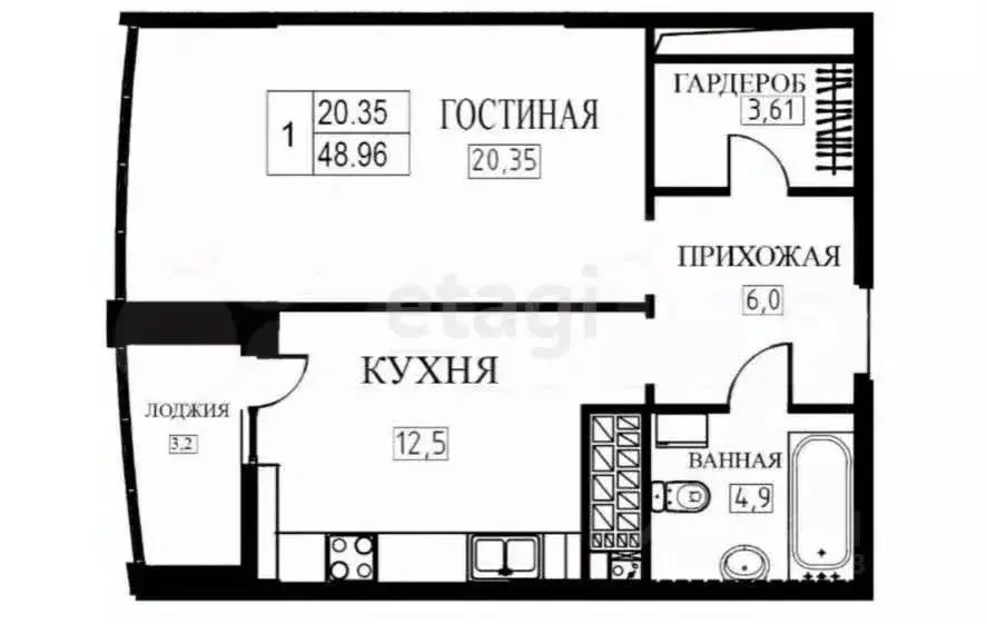 1-к кв. Татарстан, Казань Танковая ул., 2 (47.0 м) - Фото 2