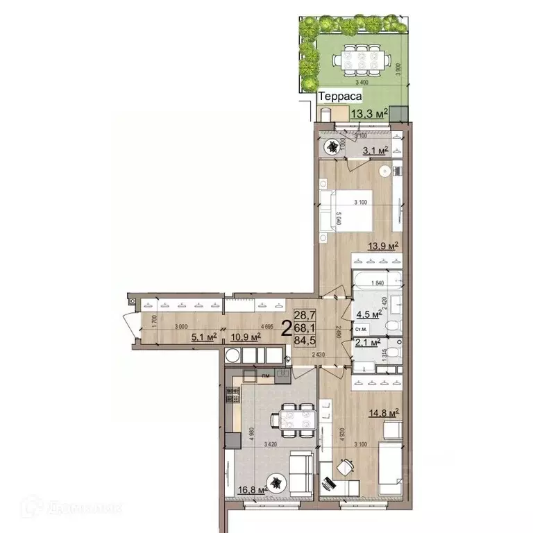 2-к кв. Рязанская область, Рязань Еврокласс жилой комплекс (84.5 м) - Фото 1