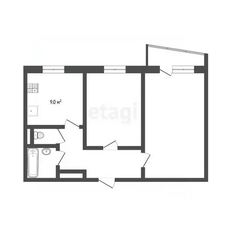2-к кв. Тюменская область, Тюмень ул. Свердлова, 12 (50.5 м) - Фото 2