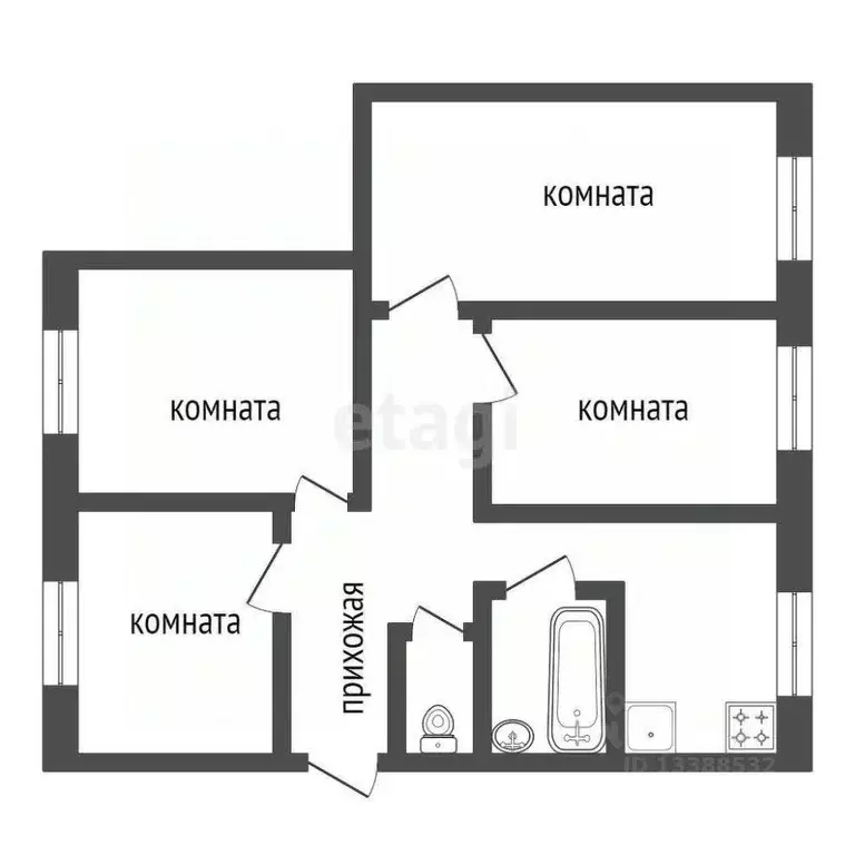 4-к кв. Красноярский край, Красноярск ул. Светлова, 3 (78.9 м) - Фото 1