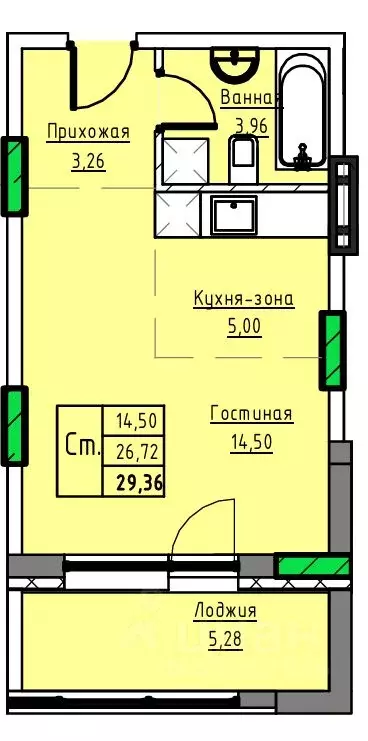 1-к кв. Алтайский край, Заринск 1-й мкр,  (29.36 м) - Фото 1