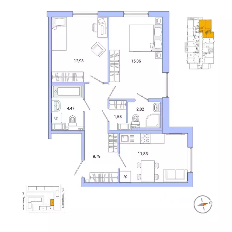 2-к кв. Ленинградская область, Всеволожский район, Заневское городское ... - Фото 1