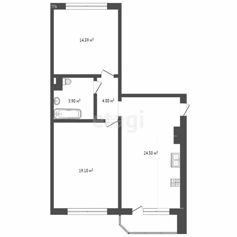 2-комнатная квартира: Тюмень, Широтная улица, 170к4 (66.6 м) - Фото 1