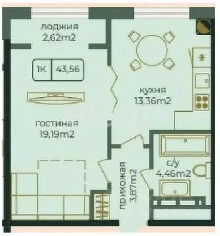 1-к кв. Дагестан, Каспийск просп. Акулиничева (43.5 м) - Фото 0