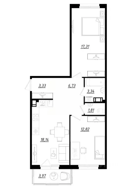 2-к кв. Ленинградская область, Тосненский район, Федоровское городское ... - Фото 1