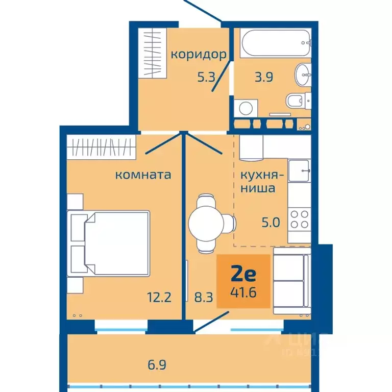 2-к кв. Пермский край, Пермь ул. Старшего Лейтенанта Гачегова, 1 (41.6 ... - Фото 0