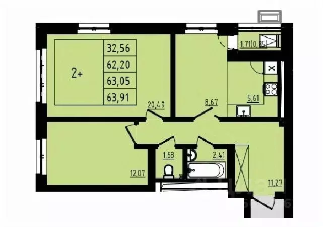2-к кв. Башкортостан, Уфа Затон-Восточный жилрайон, Новаленд мкр,  ... - Фото 0