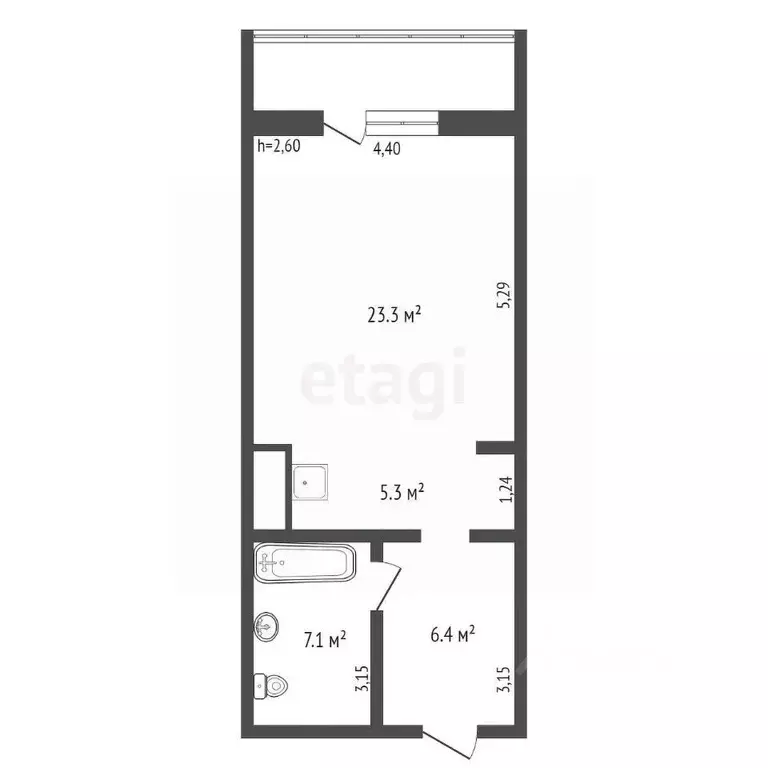 Студия Новосибирская область, Новосибирск Горский мкр, 82 (42.0 м) - Фото 2