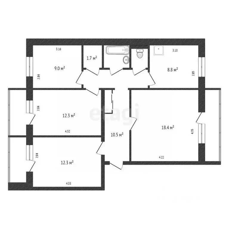 4-к кв. Красноярский край, Красноярск ул. Забобонова, 12 (80.0 м) - Фото 2